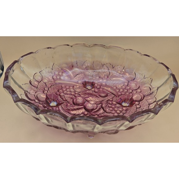 Vintage Pink Bowl 12" Indiana Glassfruit Garland Footed Oval Bowl. - Picture 13 of 16